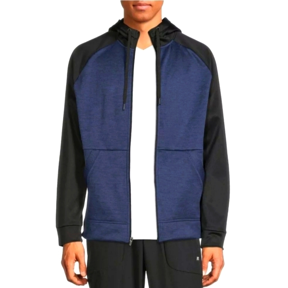 Russell | Men's Tech Fleece Zip Up Hoodie | Size: L | Color: Black & Navy Blue